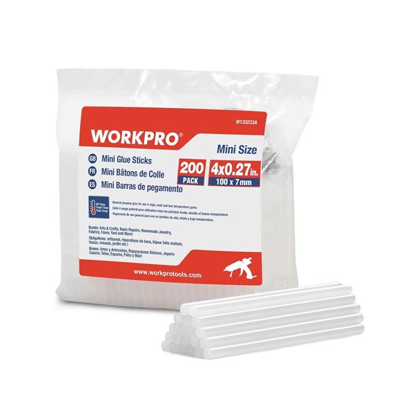 1 Pack of WorkPro Mini Glue Sticks for Glue Guns (200PCS) - 4in x 0.27in - New
