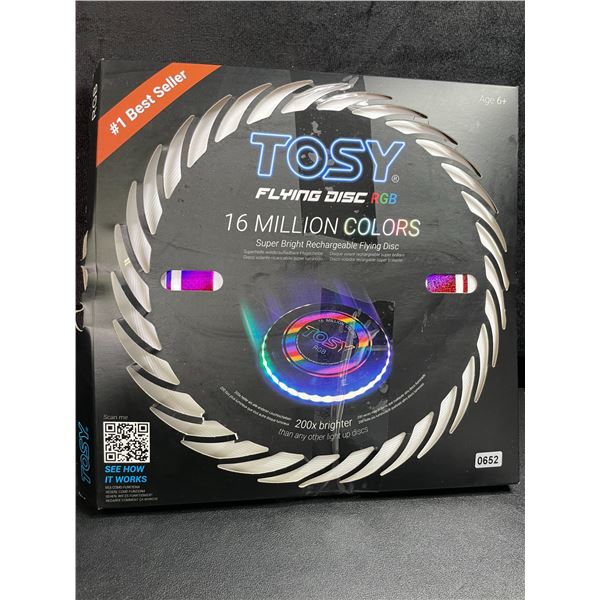 1 Tosy Flying RGB LED Light-Up Disc; Super Bright Rechargeable Flying Disc/Frisbee - New