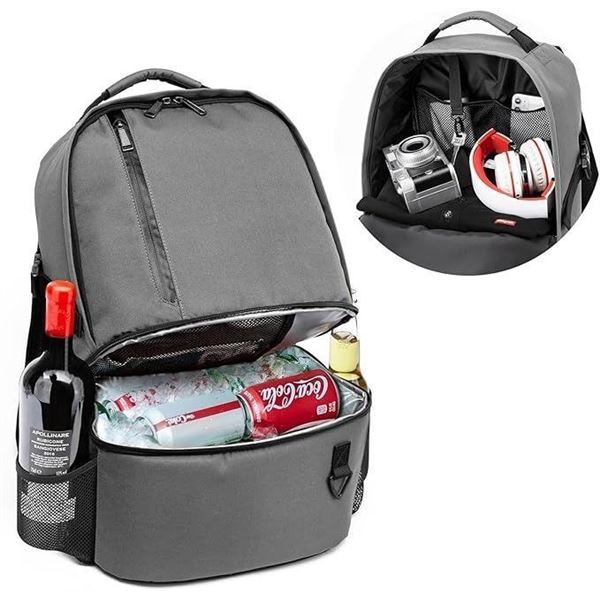 1 Insulated Cooler Backpack; Fits 16 Cans - Large 17" x 13" Size - Leakproof/Lightweight - New!