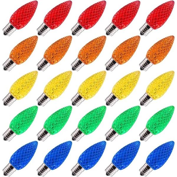 1 Box of Brightown C9 LED Replacement Christmas Light Bulbs; E17 Base - Multicolor - New