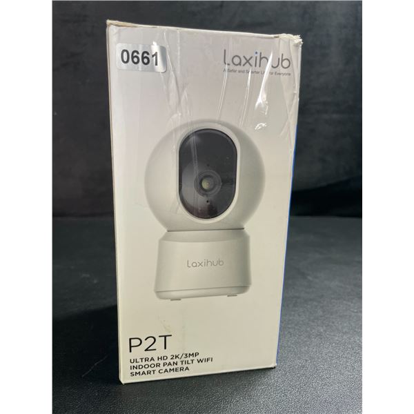 1 Laxihub P2T Ultra HD 2K/3MP Indoor Pan/Tilt Wifi Security Camera - New (Dmg Box*)