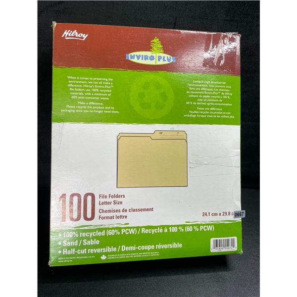 Hilroy Enviro Plus 100-Pack of File Folders - Letter Size - Sand Colour - New