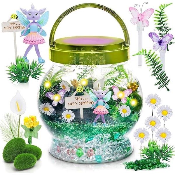 1 DIY Light-Up Fairy Garden Terrarium Kit for Kids - Brand New!