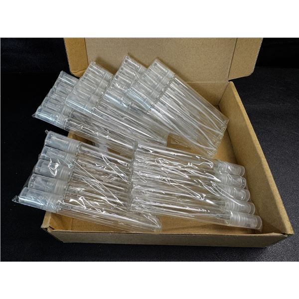 1 Box of 30 Portable Refillable Empty Clear Glass Spray Bottles 10ml Capacity - New