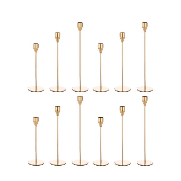 1 12-Pack of Rose Gold Tapered Candle Holders - New
