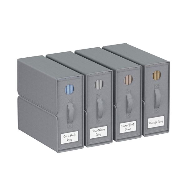 1 4-Pack of Grey Sheet Organizer Boxes for King and Queen Size Sheets - New