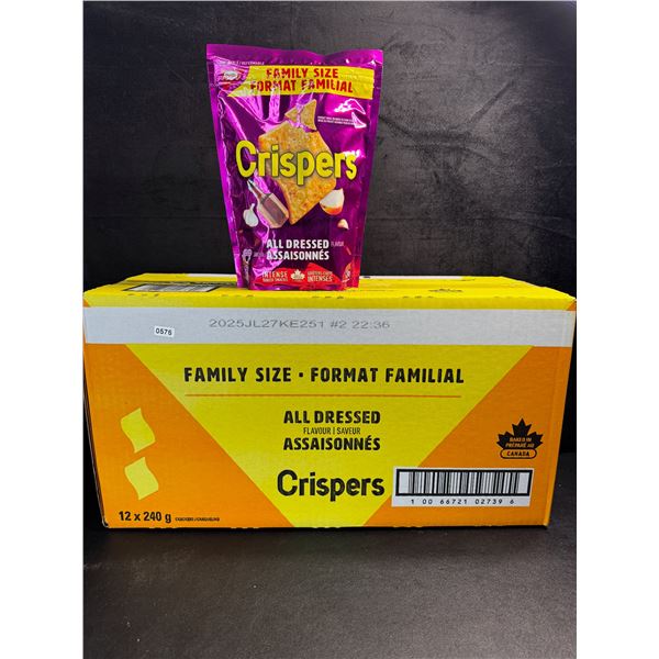 1 Family Size Box of All Dressed Crispers 12x240gram Bags - New