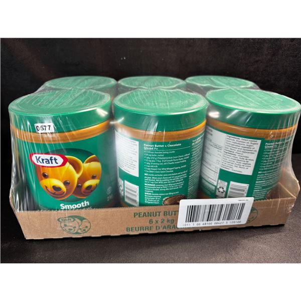 1 Flat of 6x2KG Jars of Kraft Smooth Peanut Butter EXP AU28/2025 - New