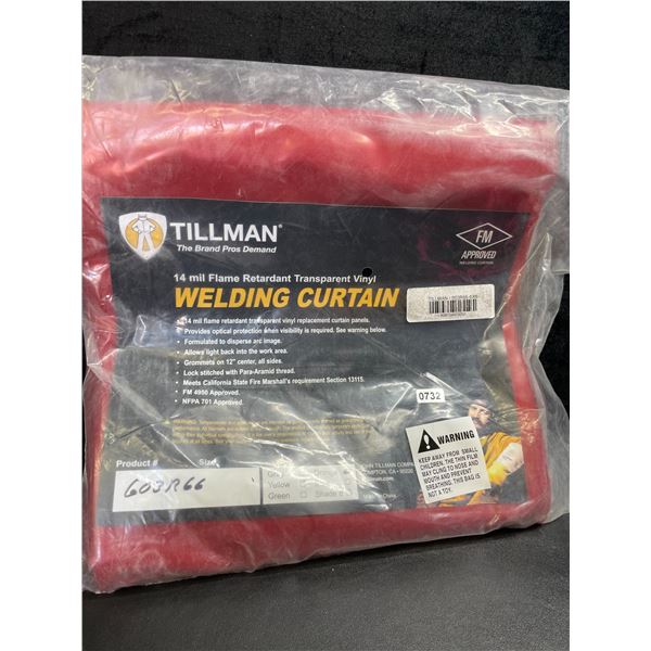 1 Tillman 6FT x 6FT 14mil. Welding Curtain; Flame Retardant Orange Vinyl - Brand New!