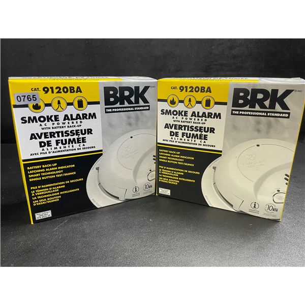 2 BRK 9120BA Hardwired Smoke Alarms for Home with Battery Backup - Brand New!