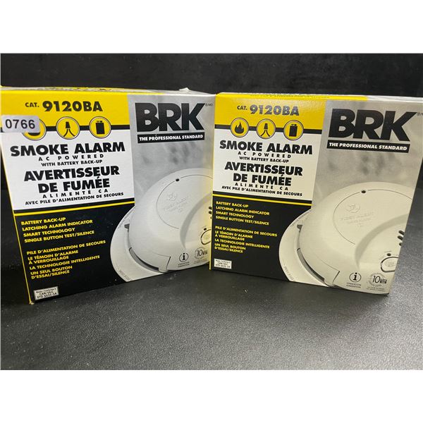 2 BRK 9120BA Hardwired Smoke Alarms for Home with Battery Backup - Brand New!