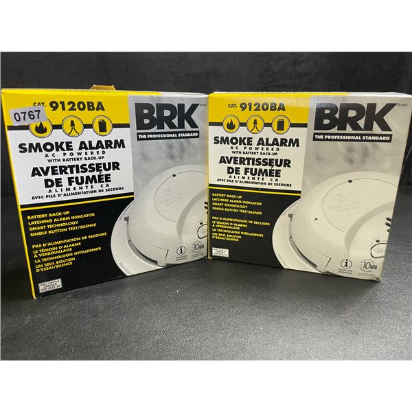 2 BRK 9120BA Hardwired Smoke Alarms for Home with Battery Backup - Brand New!