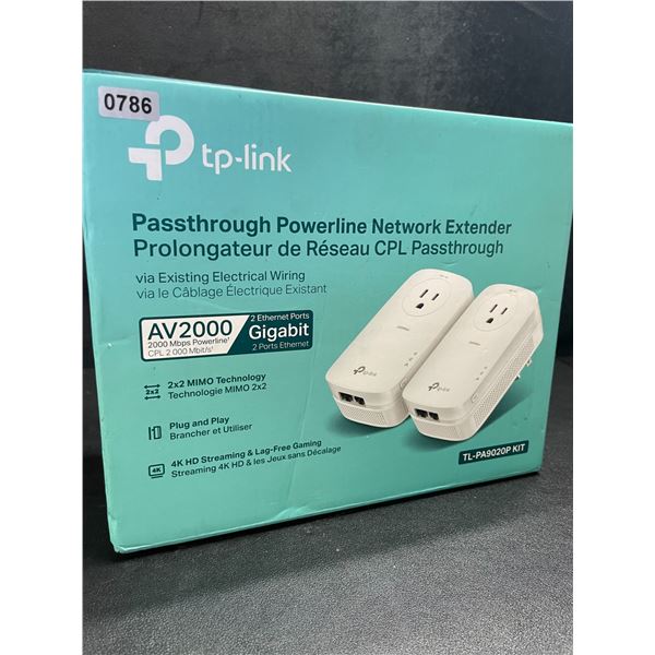 1 TP-Link AV2000 Passthrough Powerline Network Extender Kit - Plug & Play Design - New