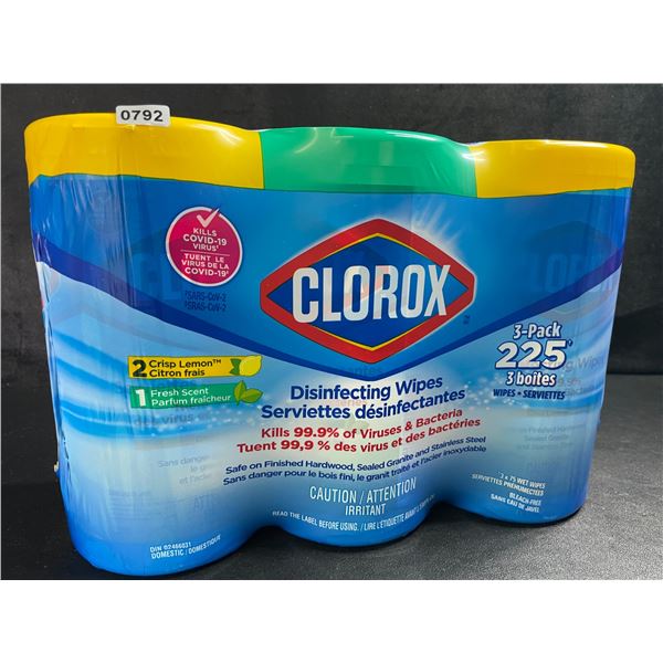 3-Pack Clorox Disinfecting Wipes - 3 Tubs x 75 Wet Wipes Each (2x Crisp Lemon, 1x Fresh Scent) - New