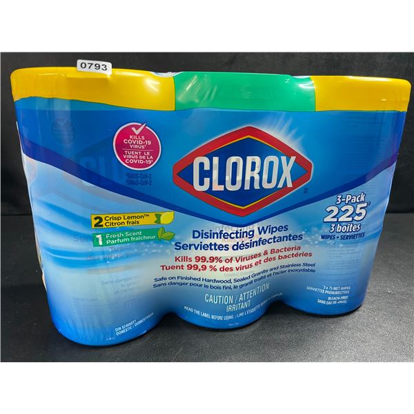 3-Pack Clorox Disinfecting Wipes - 3 Tubs x 75 Wet Wipes Each (2x Crisp Lemon, 1x Fresh Scent) - New