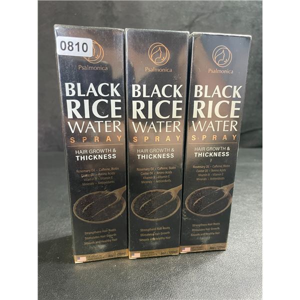 3 Psalmonica Black Rice Water Sprays for Hair Growth & Thickness - New Sealed