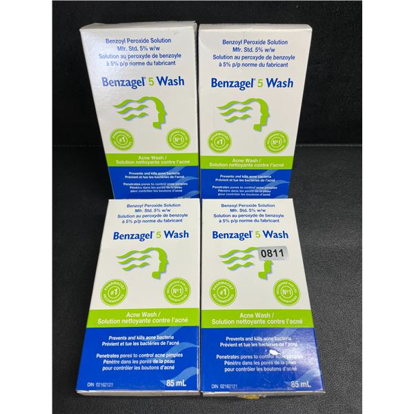 4 Benzagel 5% Benzoil Peroxide Acne Wash - 85ml Each - New Sealed