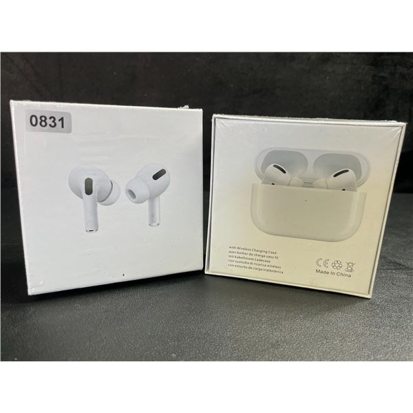 2 Pairs of TWS Airpod-Style Wireless Earbuds with Charging Cases - White - New