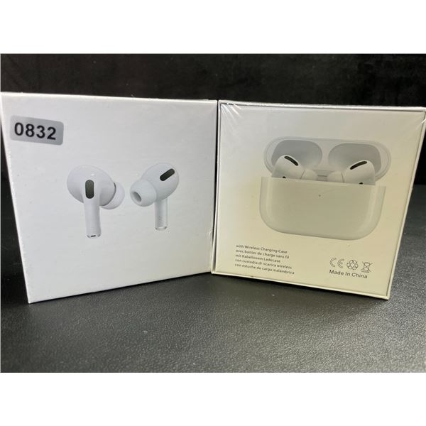 2 Pairs of TWS Airpod-Style Wireless Earbuds with Charging Cases - White - New