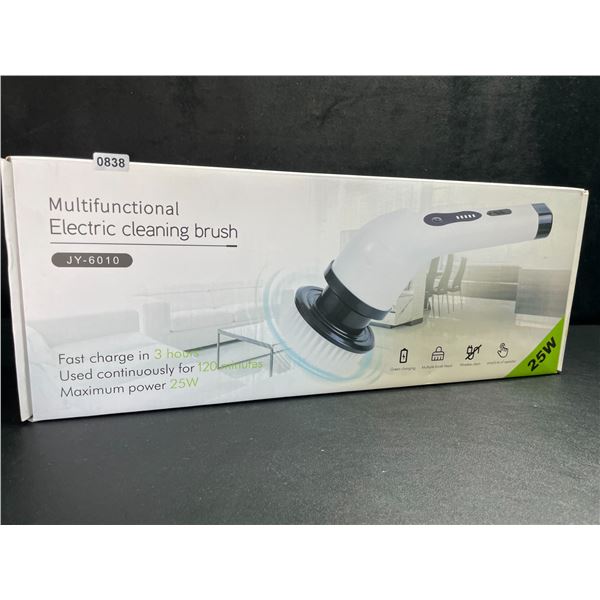 1 Multifunctional Electric Spin Scrubber/Rechargeable Cleaning Brush Set w/ 9 Heads - Brand New