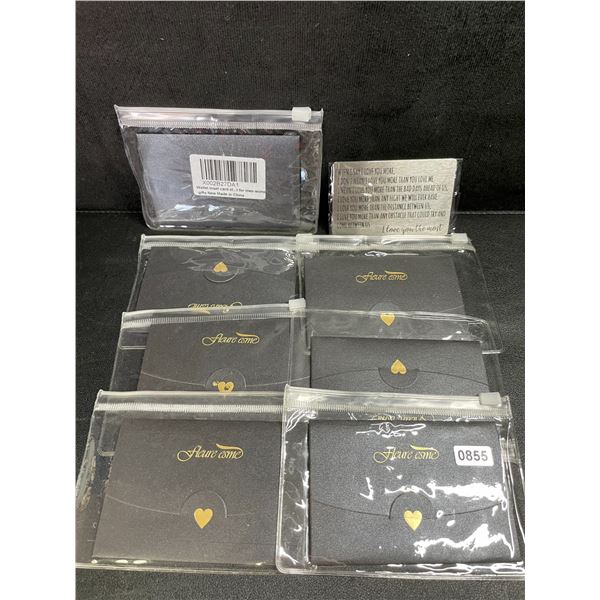 7 Metal Wallet Card/Gift Engraved Wallet Card Plaques with "I Love You" Message - New