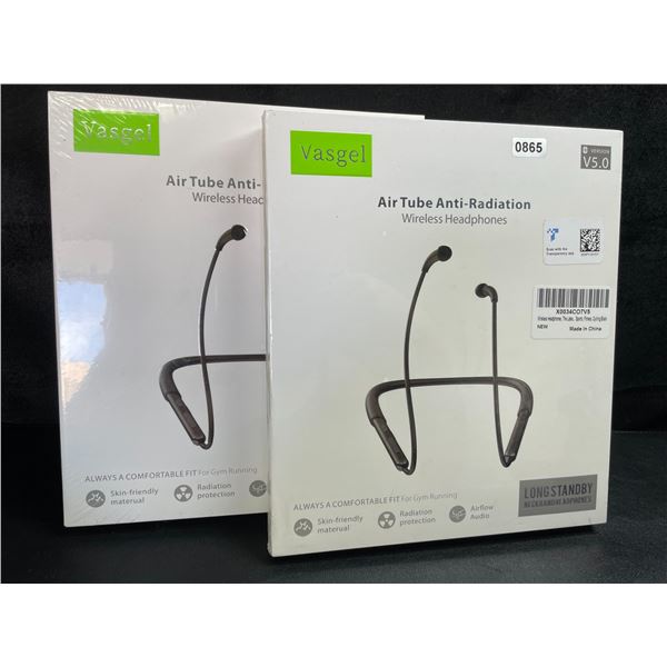 2 Pairs of Vasgel Wireless Bluetooth 5.0 Sport Headphones; Wrap-Around Neck Design - New Sealed