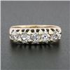 Image 2 : Antique Victorian 14k Rosy Yellow Gold 1.35 ctw 5 Old Mine Cut Diamond Band Ring