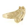 Image 5 : Estate 14K Yellow Gold Detailed Horse Head Band Ring w/ 0.10 Diamond & Sapphire