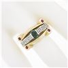 Image 3 : 14K TT Gold.92 ctw Oval Sapphire Solitaire Diamond Ruby Sideways Scroll Band Rin