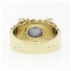 Image 7 : Unisex Vintage 14K Yellow Gold Oval Cabochon Star Sapphire & Diamond Nugget Ring