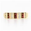 Image 4 : 14K Gold 0.54 ctw Alternating Square Ruby & Round Diamond Channel Set Band Ring
