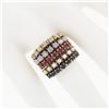 Image 3 : Vintage 14k Gold Round Ruby Sapphire Diamond Opal Pearl 5 Band Harem Stack Ring
