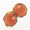 Image 4 : Vintage 14K Gold 12.4mm Ball Orange Coral Handmade Wire Basket Large Bypass Ring