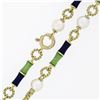 Image 5 : Vintage 18k Gold Long Enamel Pearl By The Yard & Twisted Wire Link 40" Necklace