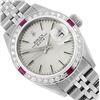 Image 1 : Rolex Ladies Stainless Steel Silver Index Diamond And Ruby Date Watch With Rolex