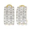 Image 1 : 18K Gold 2.3 ctw Channel Princess & Burnish Round Diamond 5 Row Cuff Omega Earri