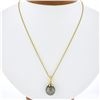 Image 1 : 14K Yellow Gold 11.8mm Tahitian Gray Pearl Solitaire Pendant 16" Chain Necklace