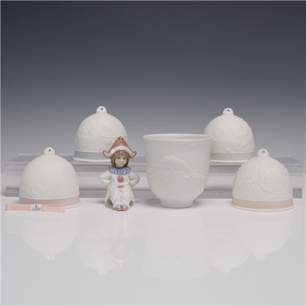 6pc Lladro Porcelain Bells & Ornament 01006386, 7613 - 7616