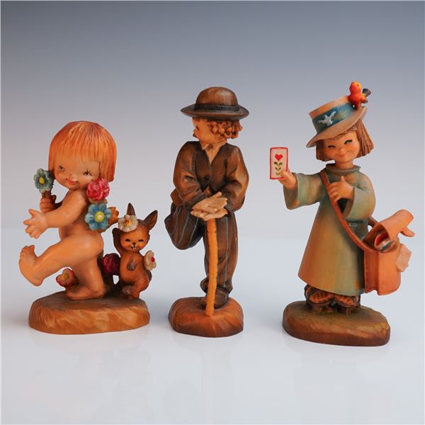 3pc Anri Hand Carved Figurines