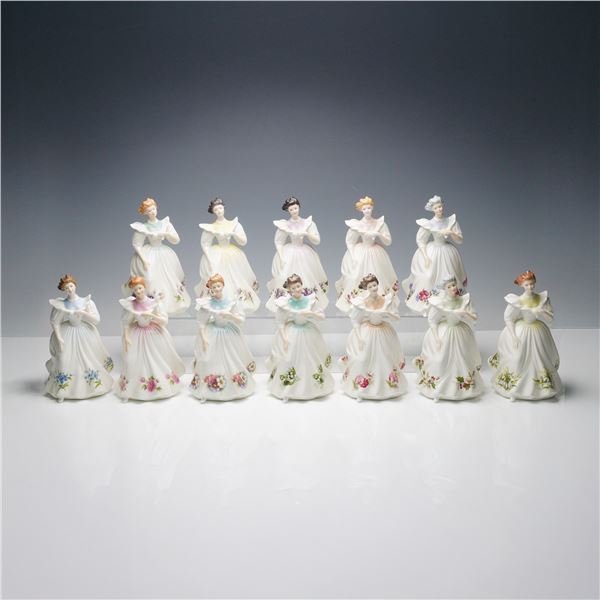 12pc Royal Doulton Porcelain Figurines, Figure of the Month Series