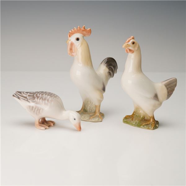 3pc Bing & Grondahl Porcelain Barnyard Animal Figurines
