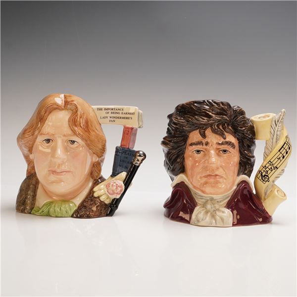 2pc Royal Doulton Character Jugs, Oscar Wilde D7146 and Beethoven D7021