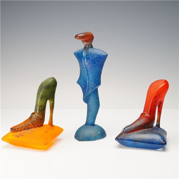 3pc Kjell Engman for Kosta Boda Catwalk Series Art Glass Sculptures