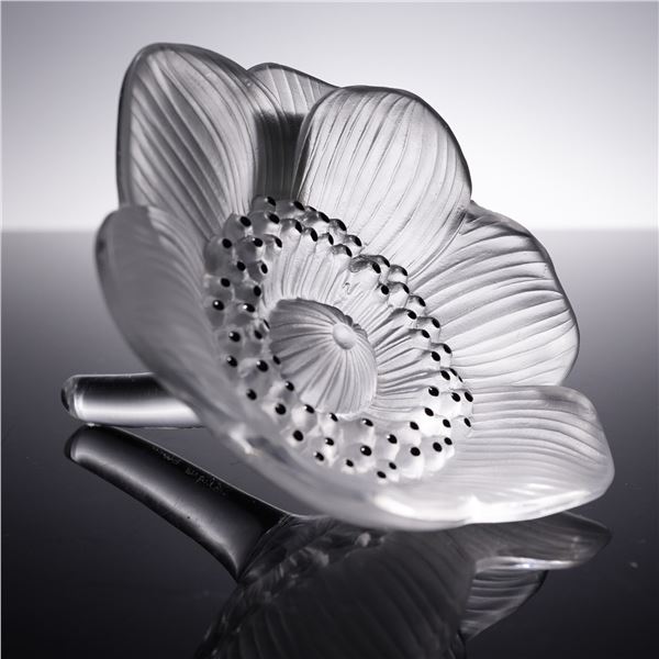 Lalique Crystal Floral Sculpture, Anemone