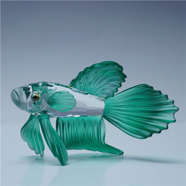 Swarovski Crystal Figurine, Siamese Fighting Fish - Green