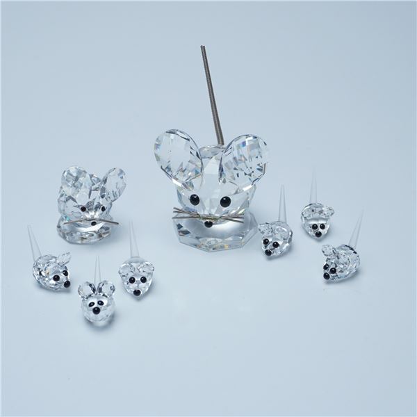 8pc Swarovski Crystal Mice Figurines