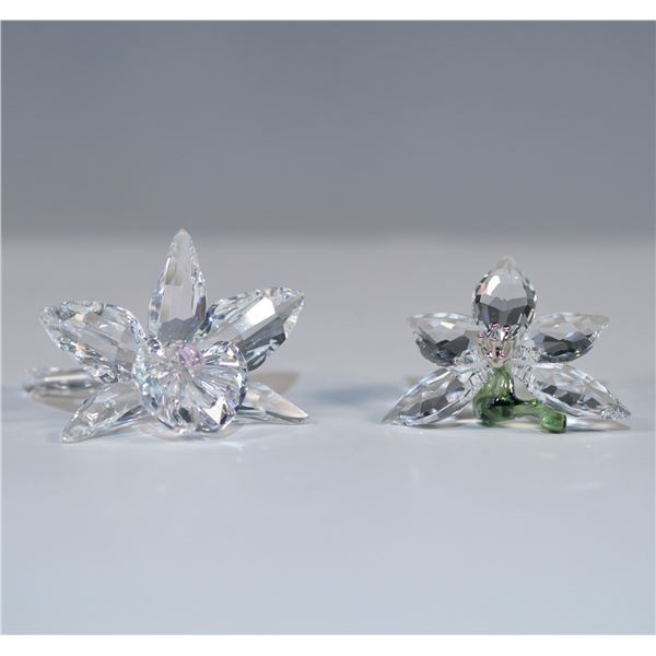 2pc Swarovski Crystal Orchids Paperweights