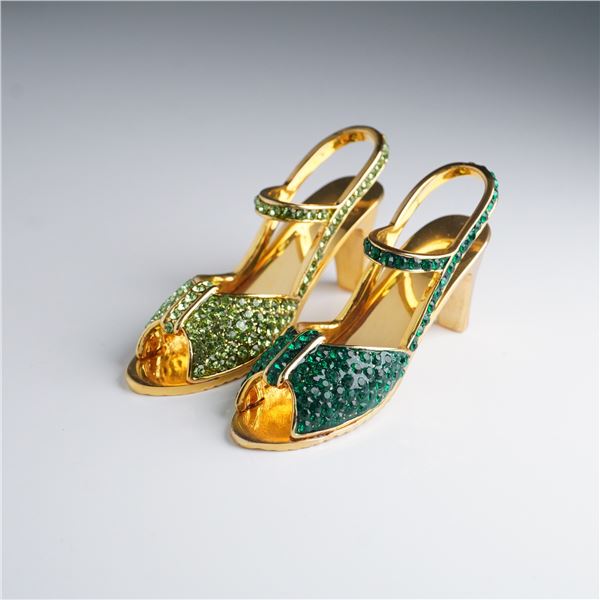 Rucinni Jeweled High Heel Pair - Emerald & Lime Crystal Miniatures