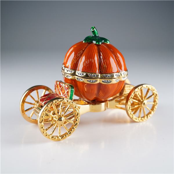 Rucinni Jeweled Pumpkin Carriage Trinket Box