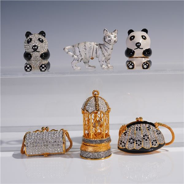 6pc Jeweled Ring Boxes, Animal & Handbag Designs